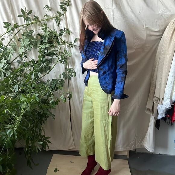 Blue & Black Ruffle Collar Blazer - Picture 11 of 16